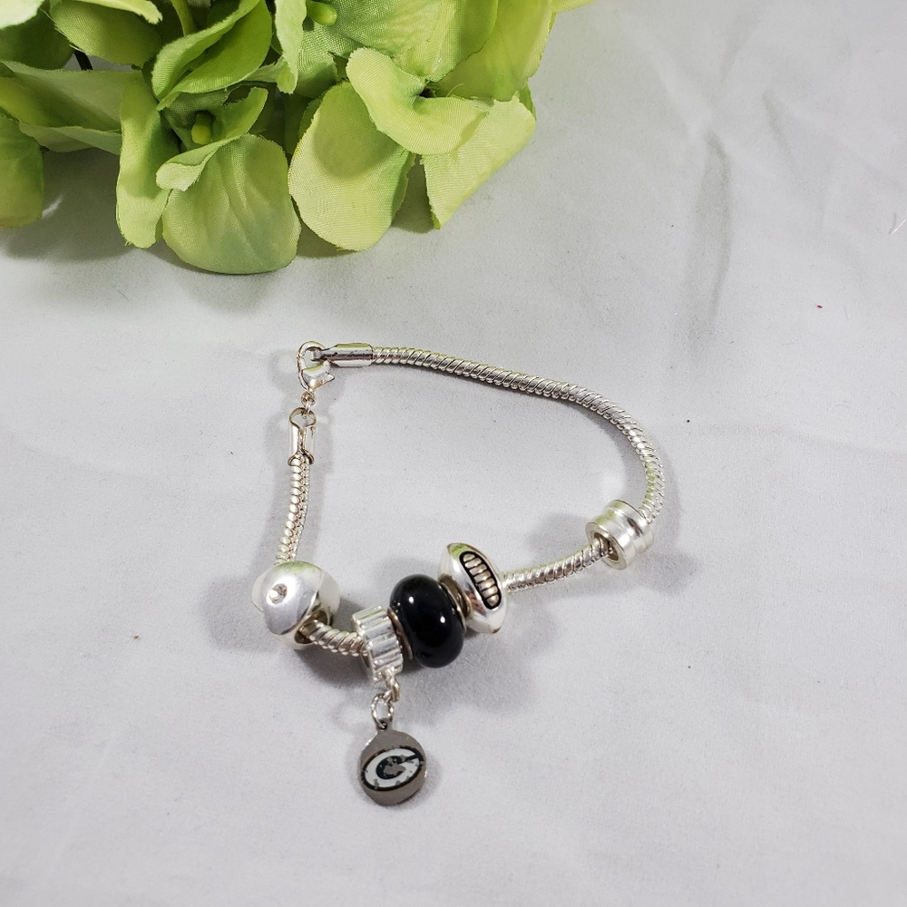 Green Bay packers bracelet football charm silver